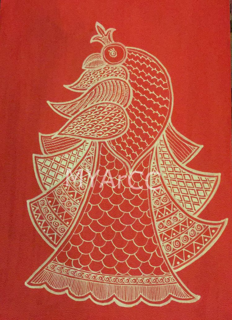 Mithila Art Peacock Pair